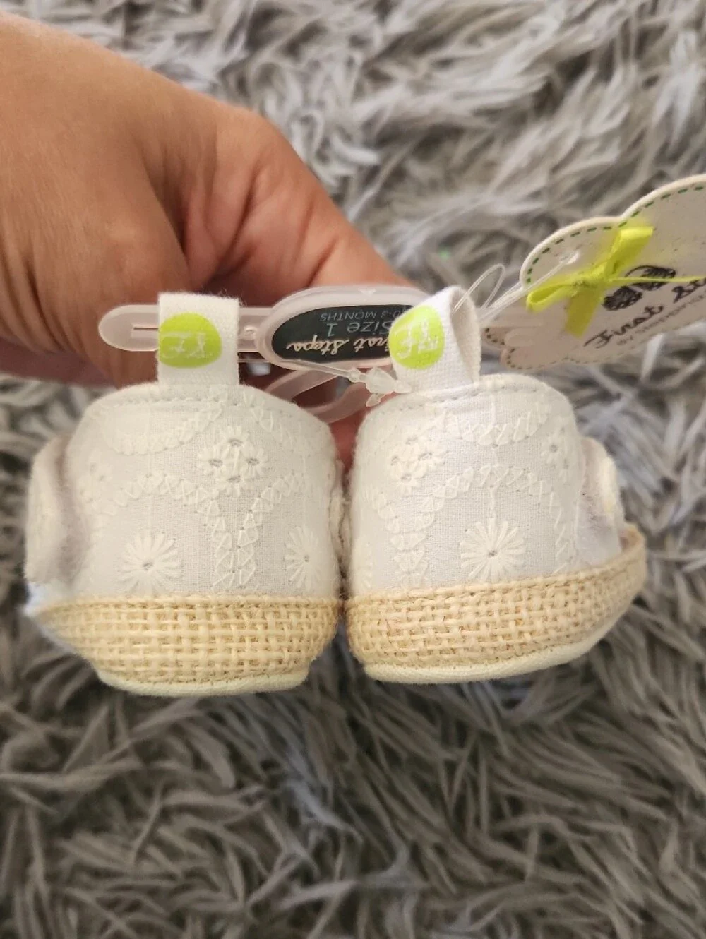 First Steps Baby White Bow Sandals — Size 1